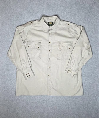 Camisa masculina Cabela 2XL cáqui com botão manga longa safári campo utilitário algodão - Imagem 1 de 4