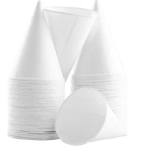 Umweltfreundlich Wachsfrei Weiß Gerollter Rand Papier Kegel Trinkbecher 250 Stück für Rasier... - Bild 1 von 5
