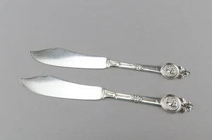 Paar antike Gorham Medaillon Sterling Fischmesser 7 1/4 Zoll - Bild 1 von 6