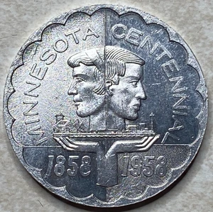 1958 Minnesota Centennial Iron Nickel Virginia MN Medaille T8743 - Bild 1 von 5