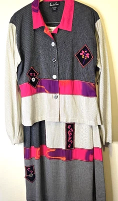 De Colección Alexandria Pierce LS Blusa Falda Conjunto Grande Años 90 Celebración de Verano Festival Foto 1 de 4