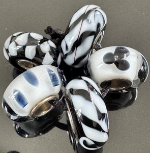 (Juego de 5) KIT Trollbeads Serling Cristal Plateado BLANCO Y NEGRO - Imagen 1 de 5