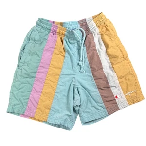 Champion Colorblock Striped Nylon Running Shorts Mens Small Swim Beach - Picture 1 of 5