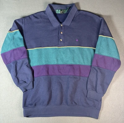 Suéter De Colección Beverly Hills Polo Club Rugby Para Hombres LT Alto Azul Verde Rugby Rayas Foto 1 de 4