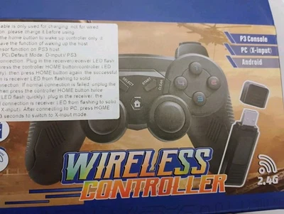 Wireless Bluetooth Video Game Controller Pad Black For PC PS3 PlayStation 3 - Image 1 of 4