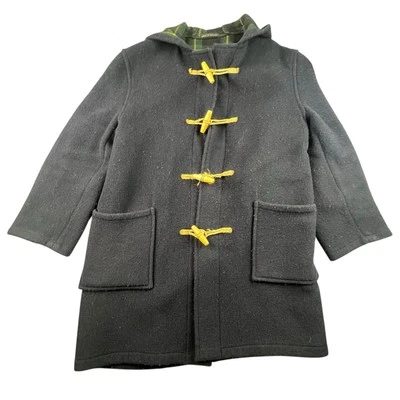 Vintage Orvis Toggle Coat Mens Size M Plaid Lined Wool Blend Black Hood - Image 1 of 4