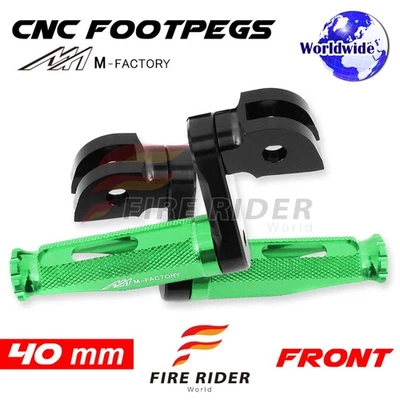 Clavijas de pie de jinete verdes ajustables de 40 mm SHINOBI para ZR 750 Zephyr 95 96 97 98 99 Foto 1 de 4