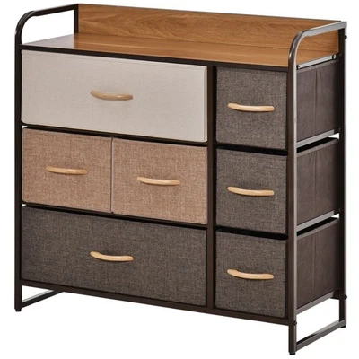 HOMCOM 3-Tier Fabric Bedroom Dresser with 7 Foldable Drawers, Multi-Colored - Image 1 of 4