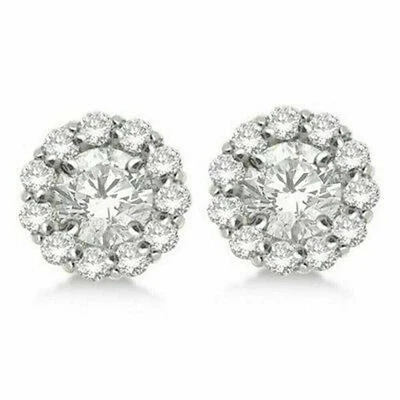 Lab Created Diamond Earring Jackets For 8mm Studs 14k White Gold Plated 2.50 CT - Image 1 of 4