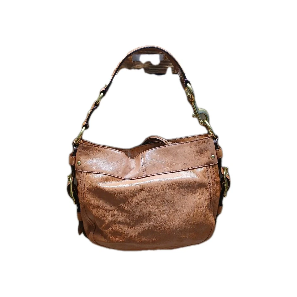 Cartera de hombro Coach Zoe 12735 Hobo de charol marrón base naranja para mujer M Foto 1 de 4