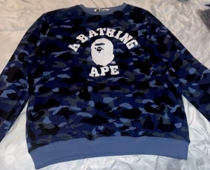 BAPE **XXL** Blue Camo Crewneck The Bathing Ape - Picture 1 of 4