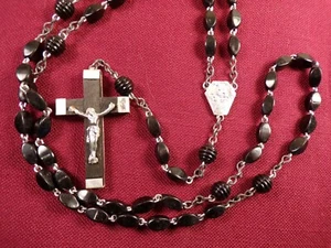 Vintage Black Rosary France Crucifix - Picture 1 of 7