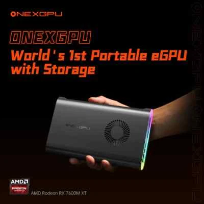 ONEXGPU 1 Portable eGPU AMD Radeon RX 7600M XT USB 4.0 Cable+Oculink Cable - Image 1 of 4