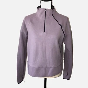 Purple Quarter Zip Funnel Neck Sweatshirt Size Medium Thumbholes C9 Champion - Picture 1 of 8
