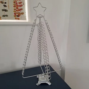 Christmas card holder silver metal Tree design Folding 80 - Picture 1 of 6