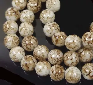 6mm Baking Varnish Glass Round Beads - Coffee Brown 16" - Picture 1 of 2