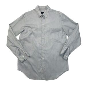 Giorgio Armani Dress Shirt Mens 15 3/4 Navy Striped Button Up Cotton Made Italy