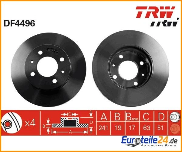 2 uds disco de freno TRW DF4496 para Hyundai Accent II Foto 1 de 1