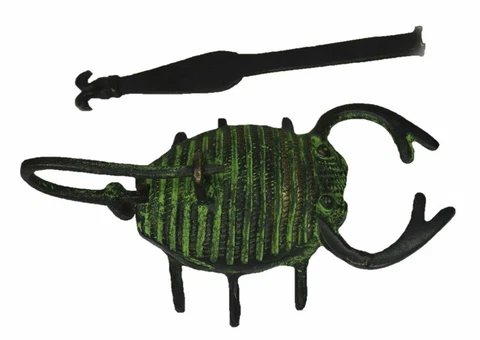 Scorpion Shape Trick Padlock Antique Style Handmade Brass Lock with Unique Key Cover