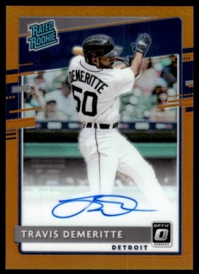 2020 Donruss Optic Rated Rookies Signatures Orange Travis Demeritte Auto 66/99 - Image 1 of 2