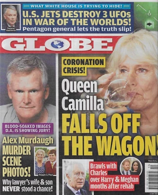 Globe Magazine Camilla Parker Bowles Alex Murdaugh Reese Witherspoon UFO's 2023 Foto 1 de 4