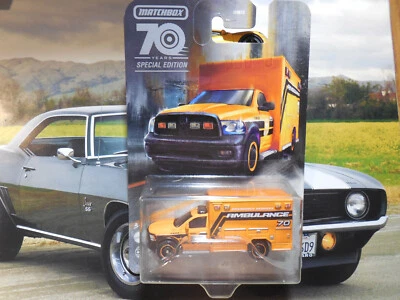 2023 Matchbox Moving Parts 70th #5 2019 Ram Ambulance MATTE ORANGE FSC FREE SHIP - Image 1 of 3