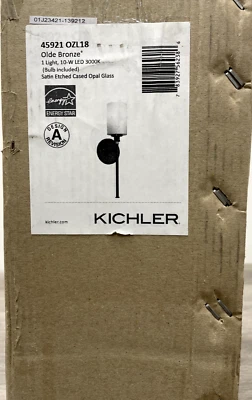 Aplique de baño Kichler 45921OZL18 Joelson luz individual 18" de alto LED, bronce Ole Foto 1 de 3