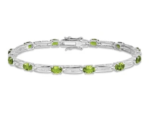5.85 Carat (ctw) Natural Peridot Bracelet in Sterling Silver - Picture 1 of 4