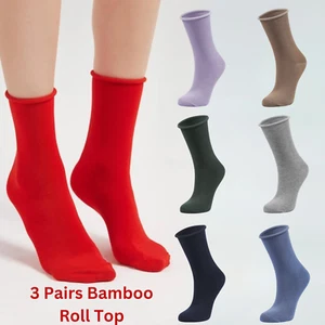 Mujeres Calcetines de Bambú Suave Roll Top Cómodos Transpirables Premium Calcetines 3 Pares Reino Unido 4-7 - Imagen 1 de 46