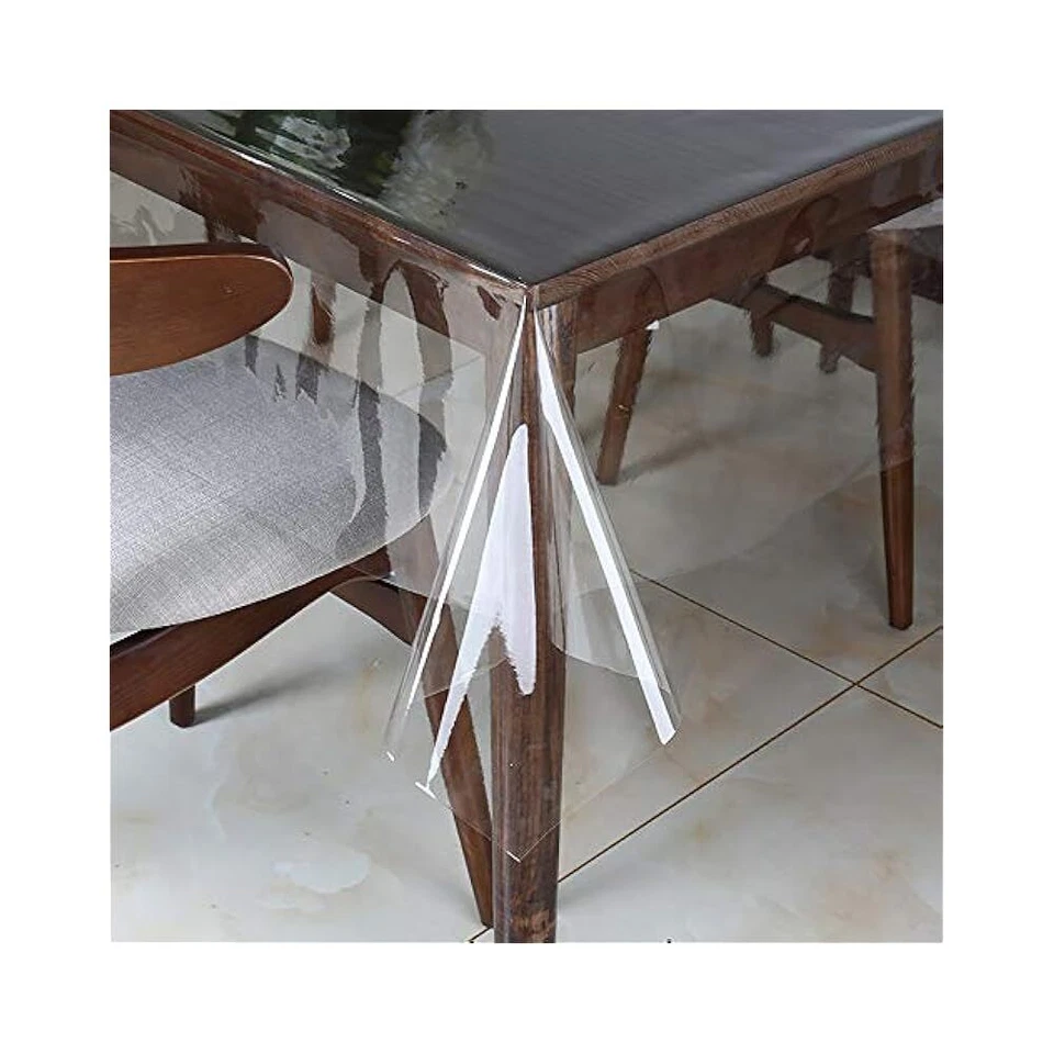 Clear Vinyl Tablecloth Protector Waterproof Oil-proof Plastic Square Transparent