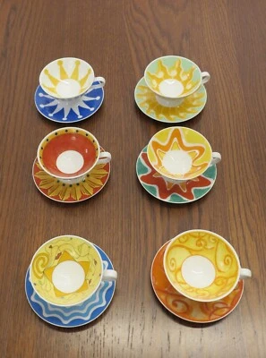 Sommerlich: 6 ESPRESSOTASSEN, 2 tlg. ★ ROSENTHAL ★ NEAPOLITANISCHE O SOLE MIO ★ - Bild 1 von 4