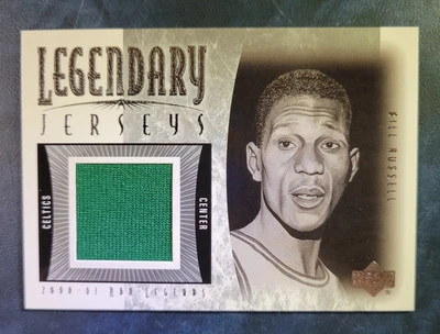2001 UD LEGENDS BILL RUSSELL CAMISETAS LEGENDARIAS CAMISETA USADA EN EL JUEGO TARJETA CELTICSS   Foto 1 de 4