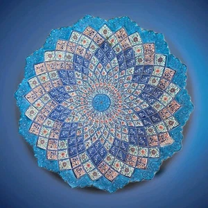 Mina Kari Painted Handmade Art Enamel Plate Wall Hanging - Picture 1 of 5