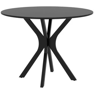 HOMCOM Tavolo da Pranzo Moderno Rotondo per 4 Persone in Acciaio e MDF Nero - Foto 1 di 10