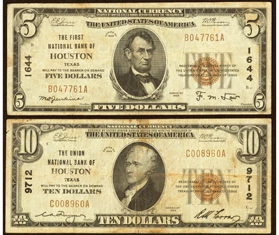 1929 National Banknotes The First and The Union National Banks of Houston, Texas - Image 1 of 2