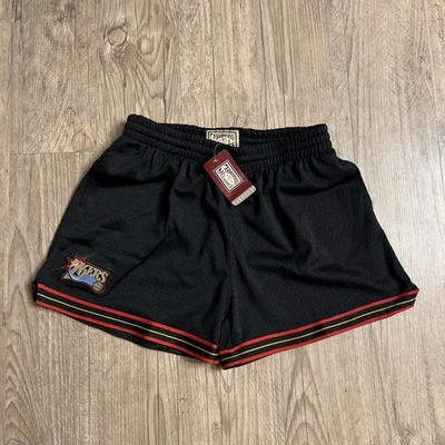 NEW Mitchell & Ness Philadelphia 76ers Women's Black Shorts Size L - Image 1 of 4