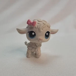 Authentic Littlest Pet Shop LPS 186 sheep lamb Hasbro Pink Bow White Wool Coat - Imagen 1 de 11