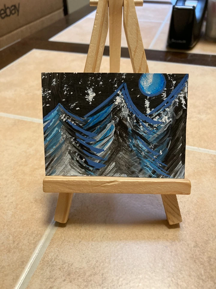 ACEO Original Pintura Acrílica Paisaje Arte Abstracto Tarjeta ATC Paisaje 1 Foto 1 de 1