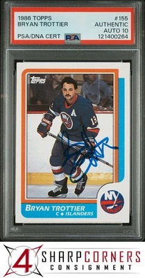 1986 TOPPS #155 BRYAN TROTTIER HOF PSA AUTHENTIC DNA AUTO 10 - Image 1 of 3