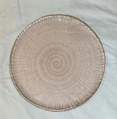 Винтажная французская стеклянная розовая персиковая спиральная тарелка для торта/сервировки ARCOROC — 11,5 - Изображение 1 из 3