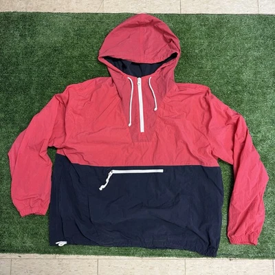 Abercrombie and Fitch Salmon and Navy Windbreaker Pullover lined Hoodie, Size XL - Image 1 of 4