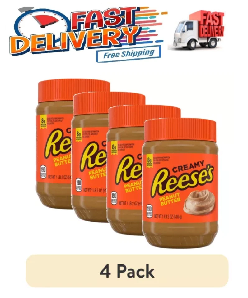 2 Reese's Creamy Peanut Butter Spread 18oz Jar