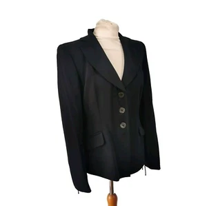 LA PERLA Navy Blue Jacket Blazer IT 48 UK 16 Shoulder Pads Smart Work Formal - Picture 1 of 15