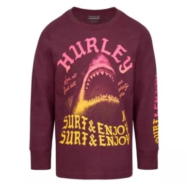 Camiseta para niño Hurley Surf and Enjoy con logotipo de tiburón gráfico, talla: 4 Foto 1 de 2