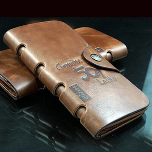 Man's Leather Clutch Bag Multi-card Slot Wallet Foldable Coin Purse ID Card Bag - Picture 1 of 5