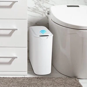 Automatic Motion Sensor Bathroom Trash Can With Lid 2.6 Gallon Touchless Trash B - Picture 1 of 7