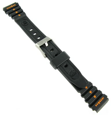 15mm Timex Ironman Triathlon Blk/Orange Rubber Ladies Band 382111 BUY1 GET 1FREE - Image 1 of 3