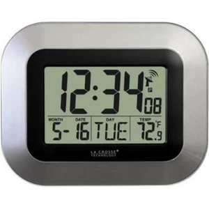 La Crosse Technology WT-8005U-S Atomic Digital Wall Clock with IN Temp and Da... - Picture 1 of 1