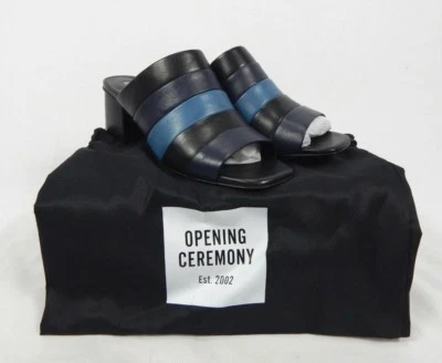 Сандалии-шлепанцы на среднем каблуке Ellenha для церемонии открытия черные и синие блочные, США 38  - Изображение 1 из 4