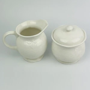 Tabletops Unlimited Lifestyles VERSAILLES Creamer & Sugar Bowl w/ Lid Set White - Picture 1 of 9